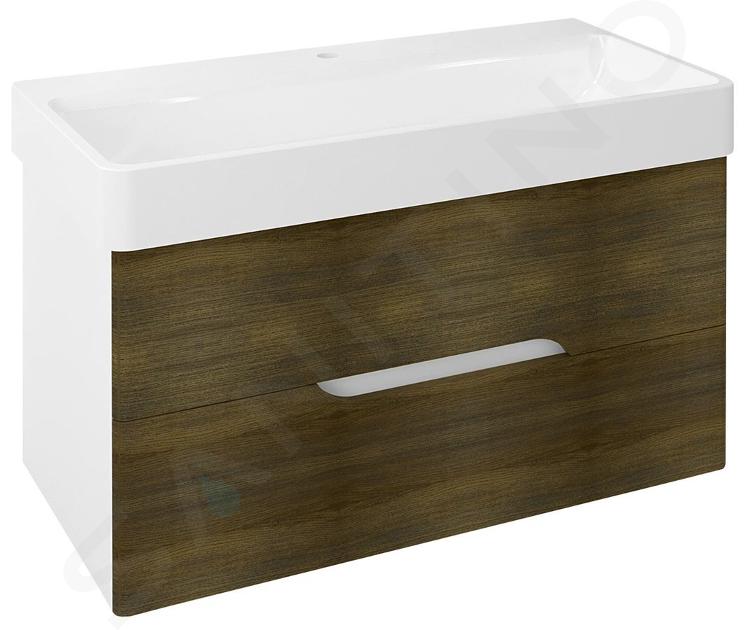 Sapho Mediena - Mueble para lavabo 96x51x49 cm, blanco mate/roble grafito MD101