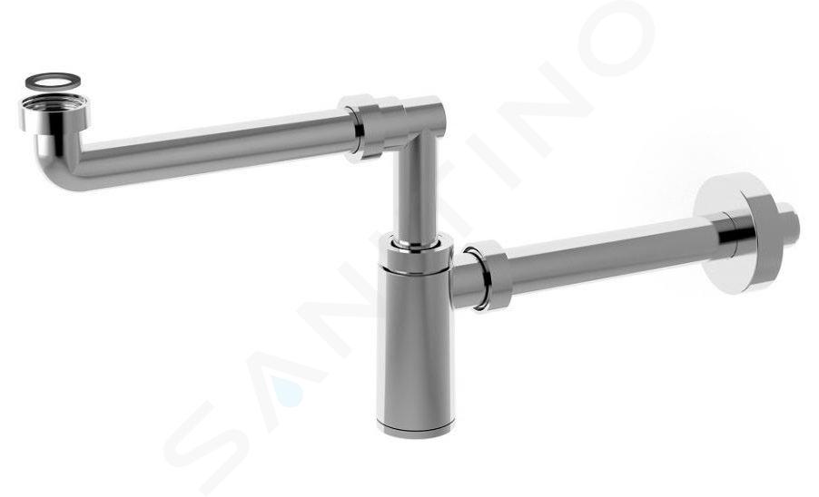 Sapho Bonomini King - Sifón de lavabo que ahorra espacio, 1 1/4, desagüe: 32 mm, cromo 0595SP25K7