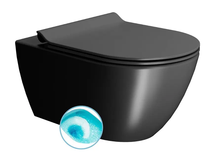Sapho GSI Color Elements - Окачена тоалетна Pura, Swirlflush, черна двойна подложка 881526