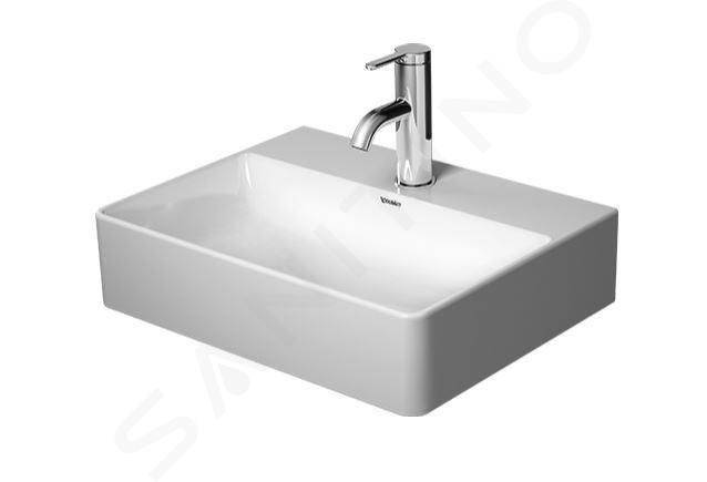 Duravit DuraSquare - Umývadielko, 450x350 mm, bez prepadu, s otvorom na batériu, DuraCeram, biela 0732450041