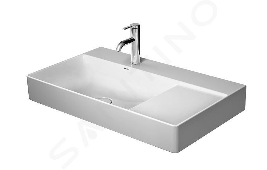 Duravit DuraSquare - Lavabo 800x470 mm, con 1 foro per miscelatore a sx, DuraCeram, bianco alpino 2348800041