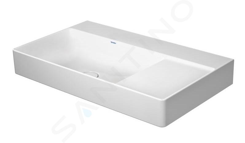 Duravit DuraSquare - Waschtisch 80x47 cm, links, DuraCeram, mit WonderGliss, Alpinweiß 23488000701