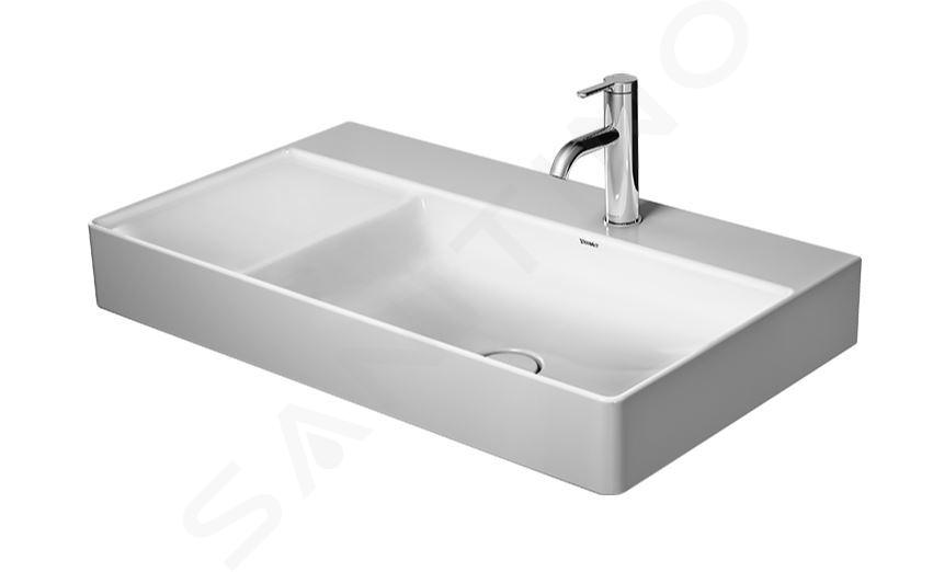 Duravit DuraSquare - Wastafel 80x47 cm, met 1 kraangat rechts, DuraCeram, alpine wit 2349800041