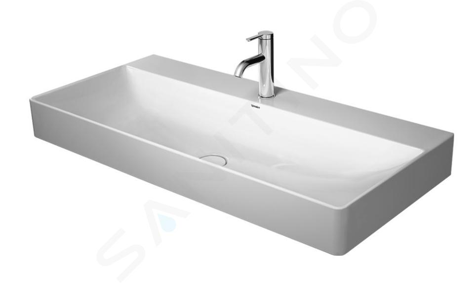 Duravit DuraSquare - Lavabo 100x47 cm, con 1 orificio para grifería, DuraCeram, blanco alpino 2353100041