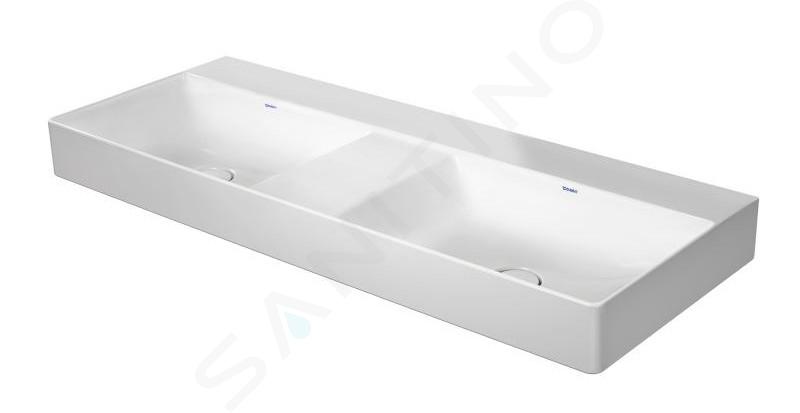 Duravit DuraSquare - Dvojumývadlo, 1200x470 mm, bez prepadu, bez otvoru na batériu, DuraCeram, WonderGliss, biela 23531200701