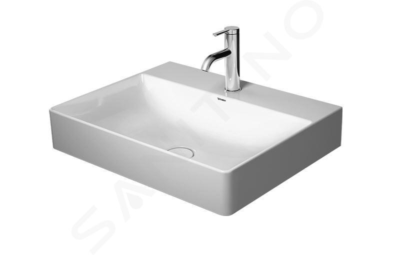 Duravit DuraSquare - Umywalka 600x470 mm, bez przelewu, z otworem na baterię, DuraCeram, biała 2353600041