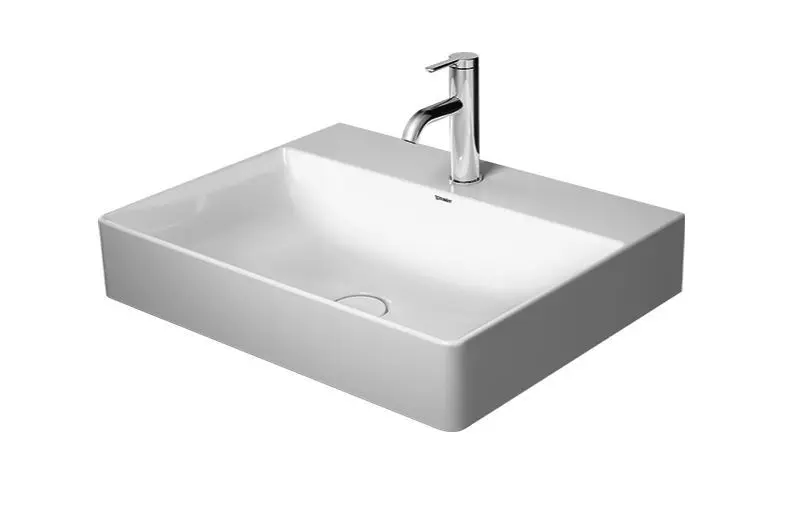 Duravit DuraSquare - Wastafel 60x47 cm, met 1 kraangat, DuraCeram, met WonderGliss, alpine wit 23536000411