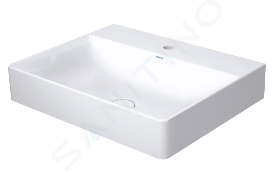 Duravit DuraSquare - Umyvadlo  600x470 mm, bez přepadu, s otvorem pro baterii, DuraCeram, bílá 2353600071