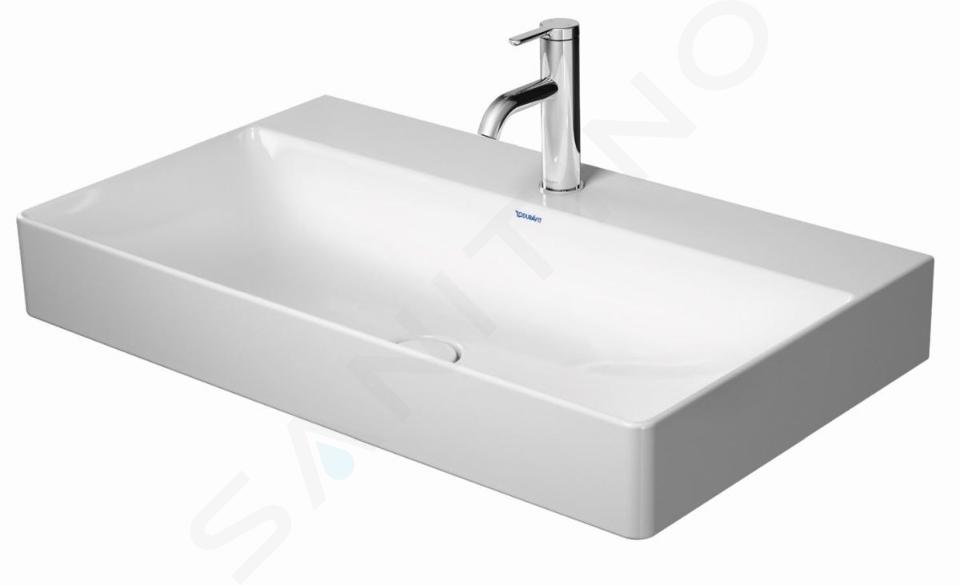 Duravit DuraSquare - Umywalka 80x47 cm, bez przelewu, z otworem na baterię, DuraCeram, WonderGliss, biała 23538000411