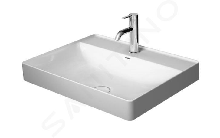 Duravit DuraSquare - Umyvadlová mísa 600x470 mm, bez přepadu, s otvorem pro baterii, DuraCeram, bílá 2354600041