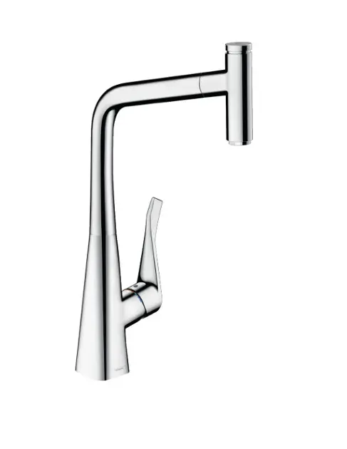 Hansgrohe M71 - Spültischarmatur Metris Select, mit ausziehbarem Auslauf, EcoSmart, verchromt 14786000