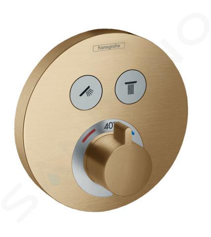 Hansgrohe Shower Select - Grifo termostático empotrado para 2 aparatos, bronce cepillado 15743140