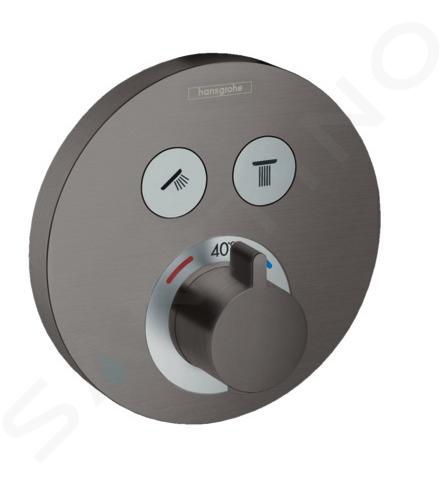 Hansgrohe Shower Select - Mitigeur thermostatique encastré, 2 sorties, chrome noir brossé 15743340