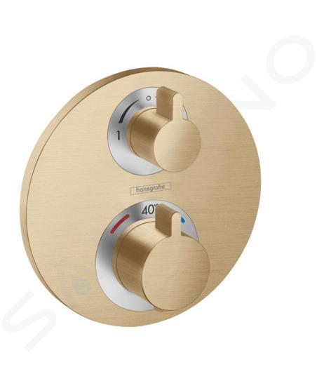 Hansgrohe Ecostat S - Grifo termostático empotrado para 2 aparatos, bronce cepillado 15758140