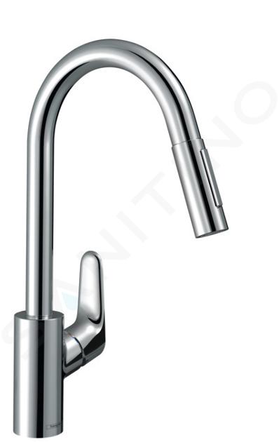 Hansgrohe Focus M41 - Mitigeur d'évier Focus avec douchette extractible, EcoSmart, chrome 31833000