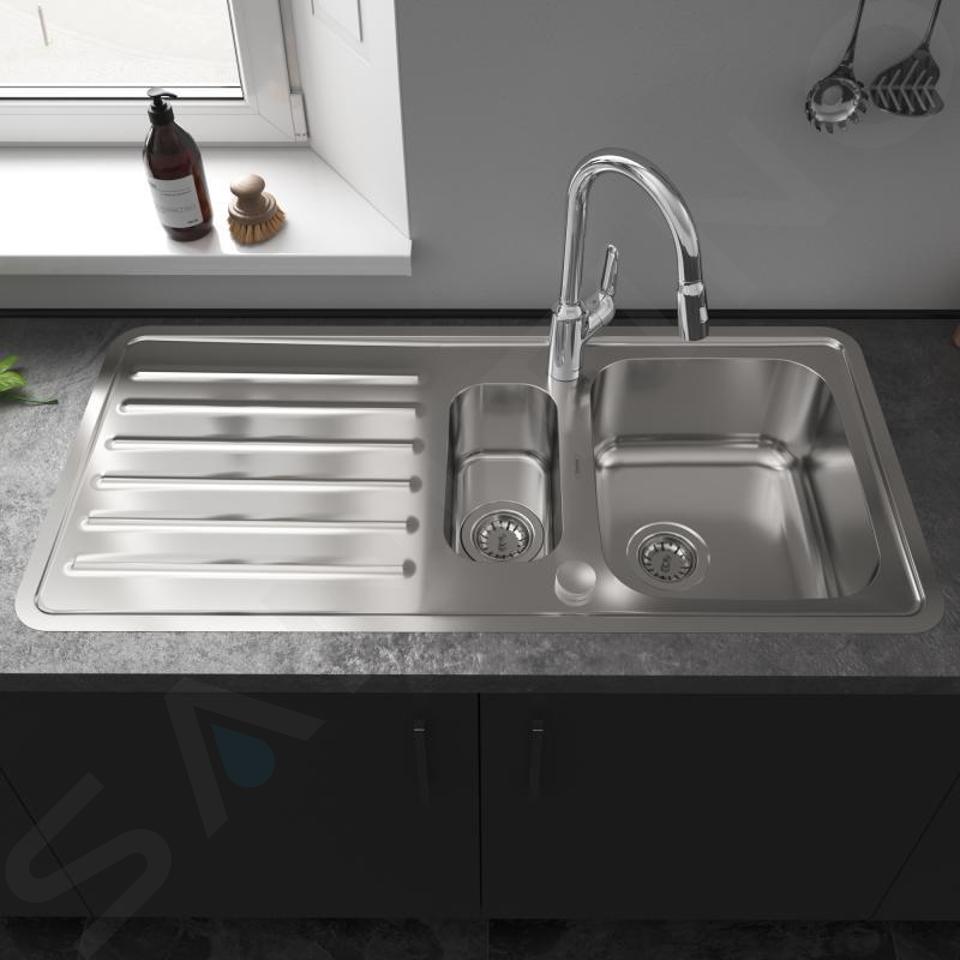 Hansgrohe Spoelbakken - Inbouw spoelbak afdruip en inrichting, RVS 43339800 | Sanitino.nl