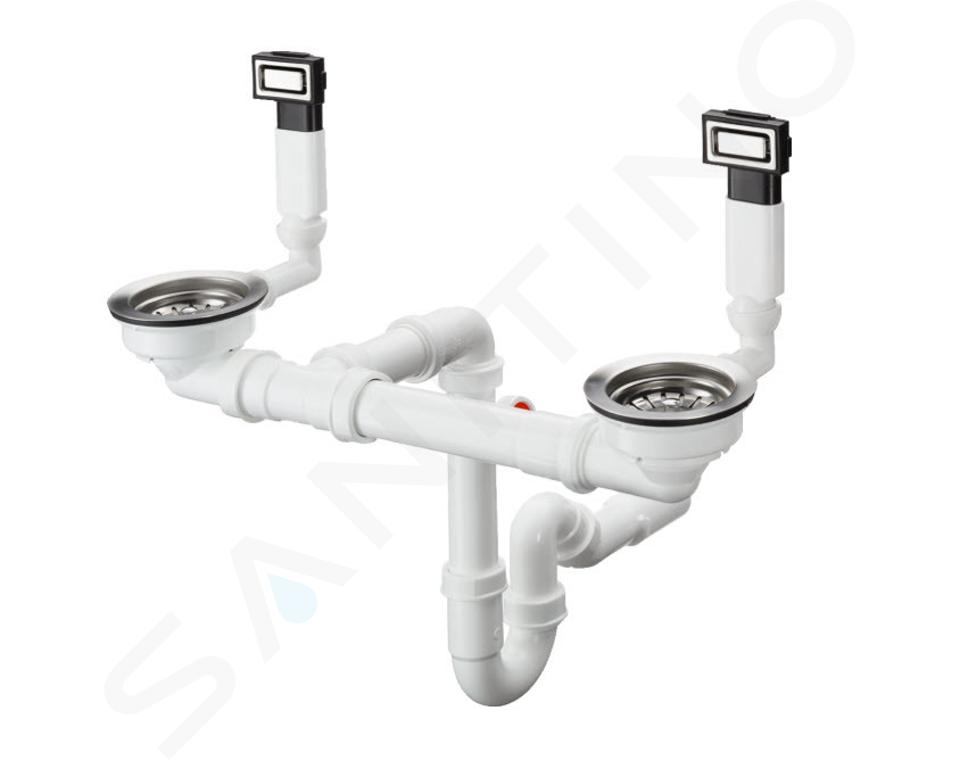 Hansgrohe Afvoergarnituren - Dubbele spoelbak afvoer- en overloopcombinatie, RVS 43922800