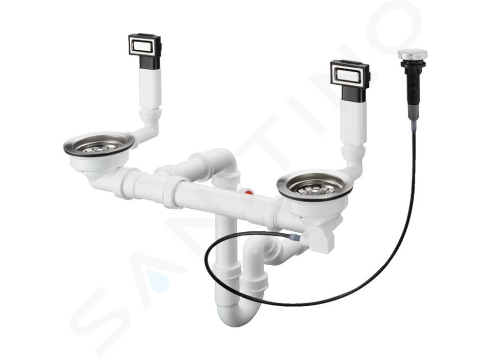 Hansgrohe Afvoergarnituren Dubbele spoelbak automatische afvoer en RVS
