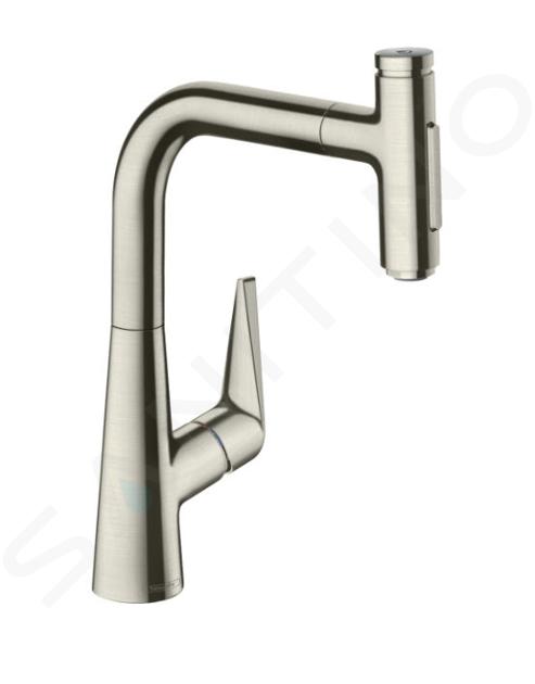 Hansgrohe Talis Select M51 - Grifo de fregadero Talis Select con ducha extraíble, aspecto de acero inoxidable 72824800