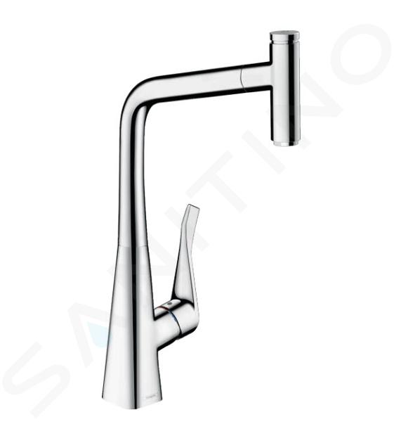 Hansgrohe M71 - Grifo de fregadero Metris Select con caño extraíble, sBox, EcoSmart, cromo 73807000