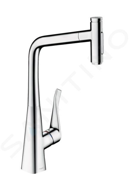 Hansgrohe M71 - Drezová batéria Metris Select s výsuvnou spŕškou,  chróm 73820000