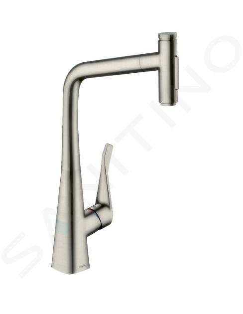 Hansgrohe M71 - Baterie chiuvetă Metris Select cu duș extractibil, aspect de inox 73820800