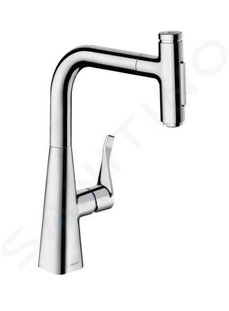 Hansgrohe M71 - Grifo de fregadero Metris Select con ducha extraíble, cromo 73822000