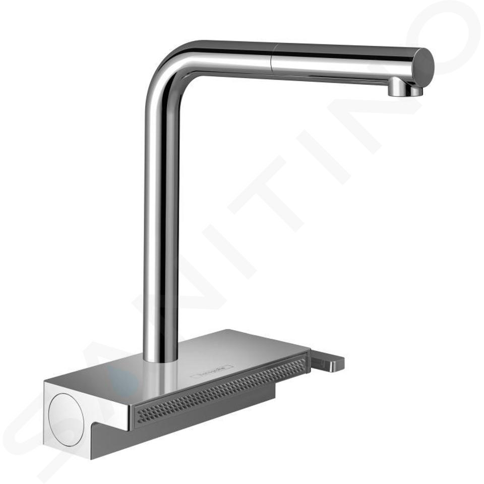 Hansgrohe M81 - Miscelatore da lavello Aquno Select con bocca di erogazione estraibile e getto doccia piatto, sBox, cromo 73830000