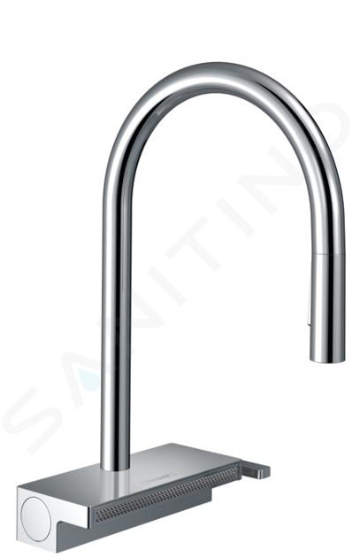 Hansgrohe M81 - Grifo de fregadero Aquno Select con ducha extraíble y chorro de ducha plano, sBox, cromo 73831000