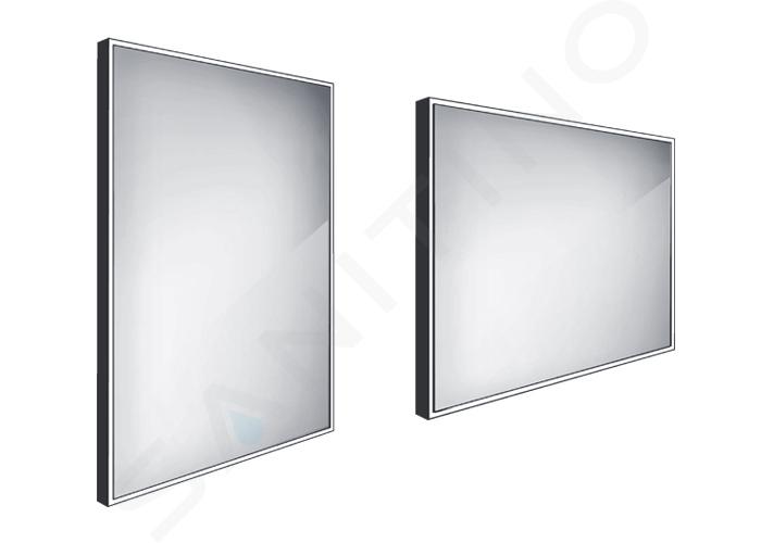 Nimco Spiegel - Spiegel mit LED-Licht, 60x80 cm, Aluminium/schwarz ZPC 13002-90