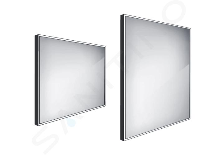 Nimco Specchi - Specchio con illuminazione LED, 800x700 mm, alluminio/nero ZPC 13003-90