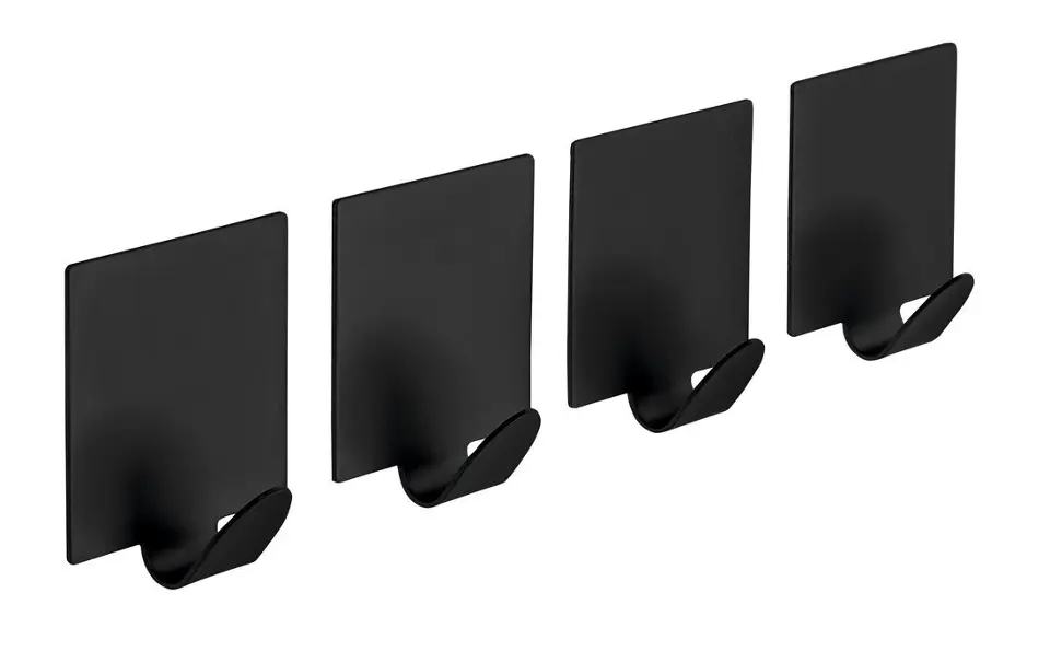 Sapho Accessoires - Crochet autocollant Pirenei, 4 pièces, noir mat 33201