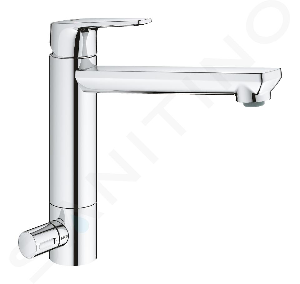 Grohe BauEdge - Miscelatore da lavello con valvola di arresto, cromo 31696000