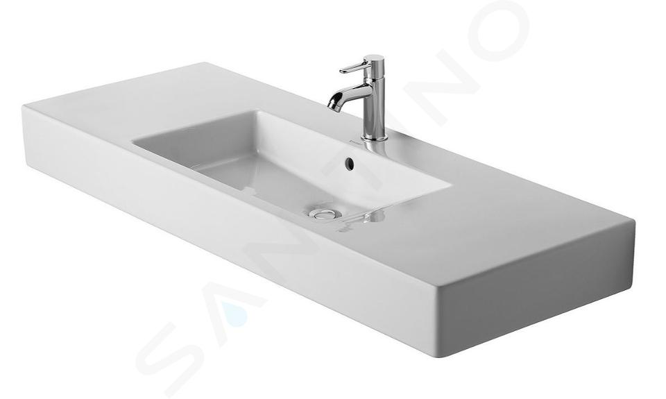 Duravit Vero - Lavoar 1250x490 mm, cu 1 orificiu pentru baterie, cu  WonderGliss, alb alpin 03291200001