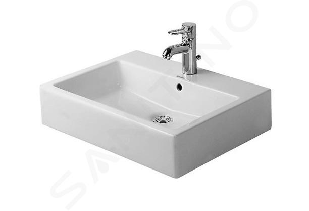 Duravit Vero - Lavabo sobre encimera, 500x470 mm, con 1 orificio para grifería, con WonderGliss, blanco alpino 04525000001