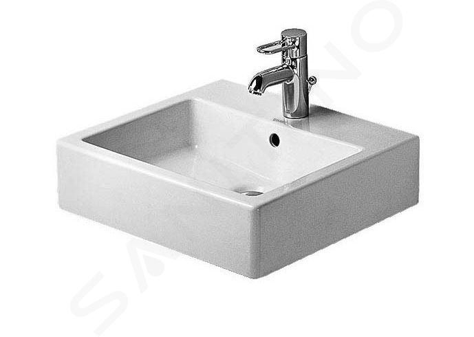 Duravit Vero - Umywalka 500x470 mm z przelewem, z otworem na baterię, WonderGliss, biała 04545000001