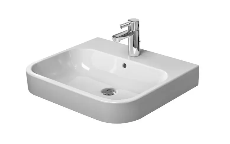 Duravit Happy D.2 - Lavabo 600x505 mm, con 1 orificio para grifería, con WonderGliss, blanco alpino 23186000001