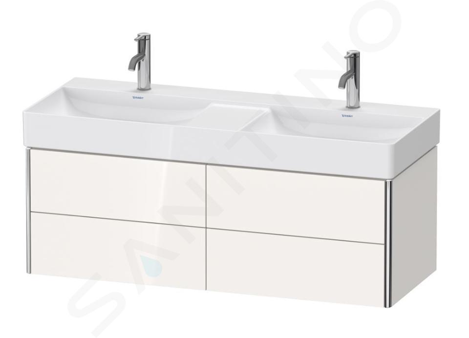 Duravit XSquare - Armario de lavabo doble 397x1184x460 mm, 4 cajones, blanco brillante XS416402222