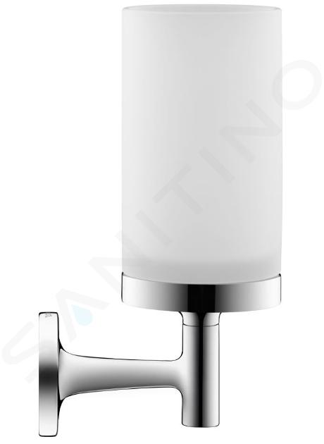 Duravit Starck T - Vaso para cepillo y pasta de dientes con soporte, cromo/vidrio opalino 0099311000