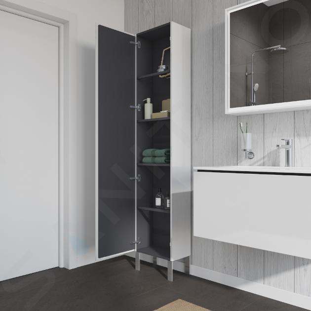 bijvoorbeeld toevoegen aan Promoten Duravit L-Cube - Hoge badkamerkast 1760x400x243 mm, links, glanzend wit  LC1170L2222 | Sanitino.nl