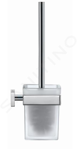 Duravit Karree - WC štětka nástěnná s držákem, chrom/mléčné sklo 0099571000