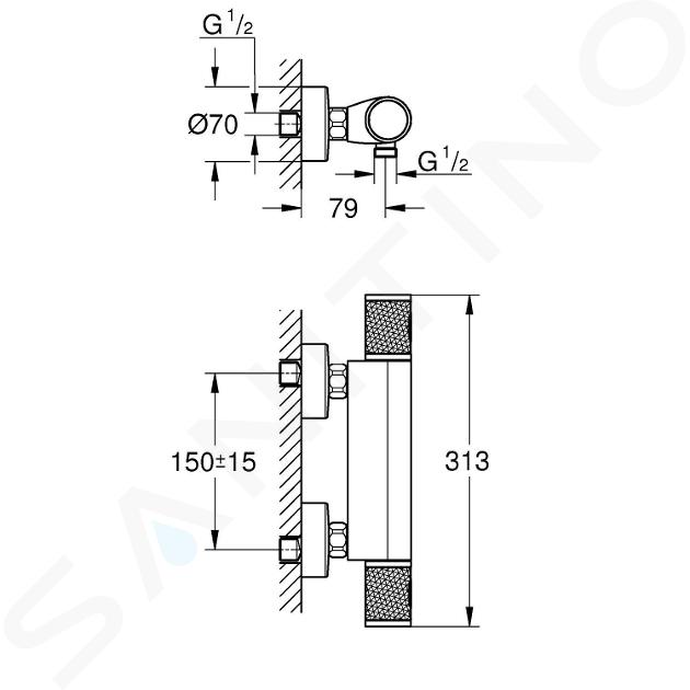 Mitigeur douche thermostatique Grohtherm 1000 Performance - facq