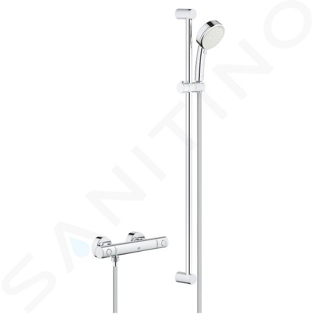 Grohe Grohtherm 800 Cosmopolitan - Duschset mit Thermostatarmatur, für Wandmontage, 2 Strahlen, verchromt 34769000