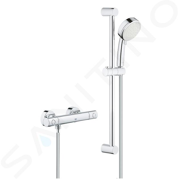 Grohe Grohtherm 800 Cosmopolitan - Conjunto de ducha con termostato de pared, 2 chorros, cromo 34768000