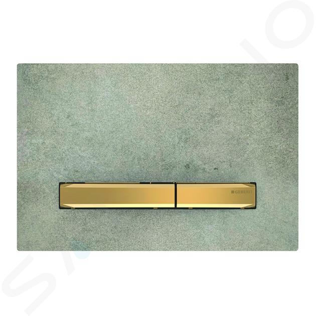 Geberit Sigma50 - Placca di comando per 2 volumi di risciacquo, decorazione color cemento/ottone 115.672.JV.2