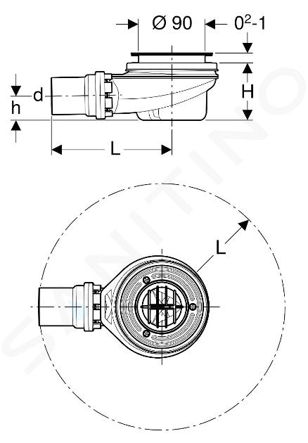 Siphon pour douche Ø 90 mm chromé GEBERIT