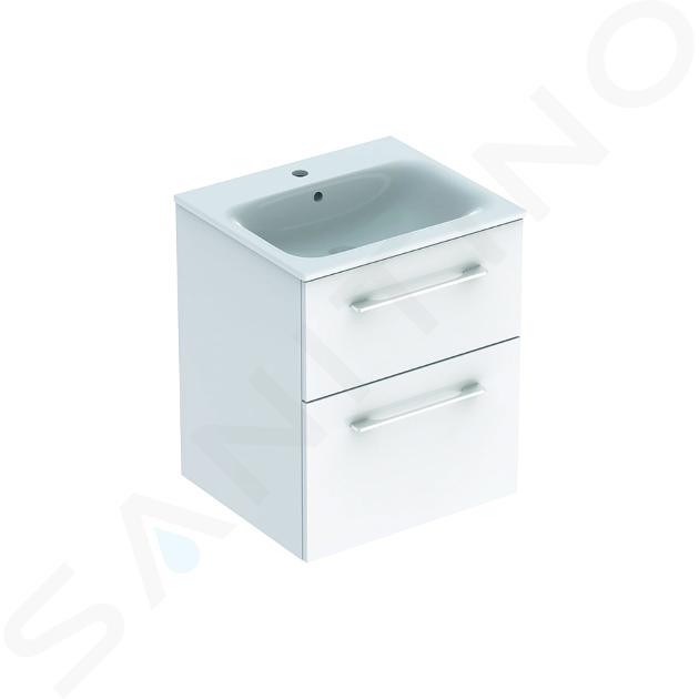 Geberit Selnova Square - Mobile sottolavabo 635x538x480 mm, con lavabo, 2 cassetti, bianco lucido 501.232.00.1