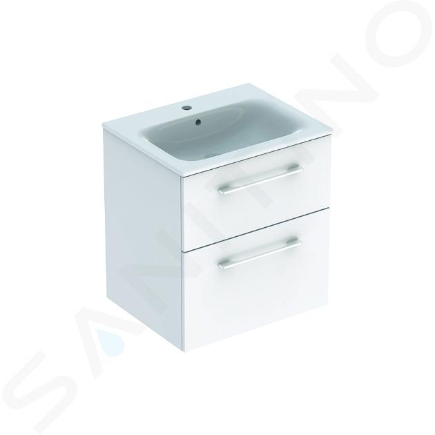 Geberit Selnova Square - Dulap pentru lavoar 64x59x48 cm, cu lavoar, 2 sertare, alb lucios 501.236.00.1