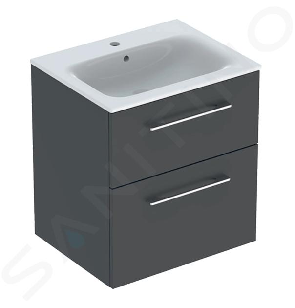 Geberit Selnova Square - Mobile sottolavabo 64x59x48 cm, con lavabo, 2 cassetti, lava opaca 501.237.00.1