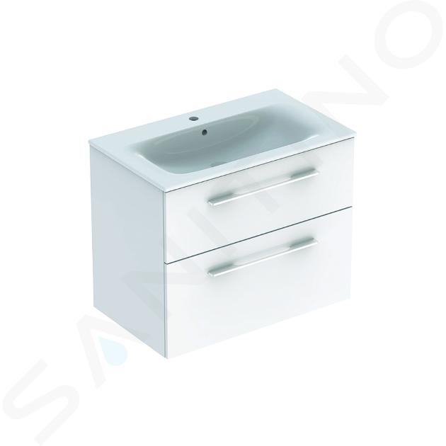 Geberit Selnova Square - Mobile sottolavabo 635x788x480 mm, con lavabo, 2 cassetti, bianco lucido 501.240.00.1